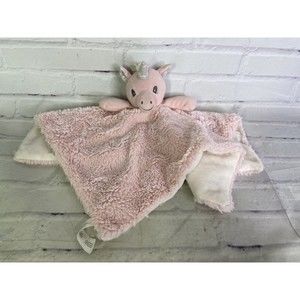 Trend Lab Pink White Shimmer Unicorn Security Blanket Lovey Plush Baby Girl Toy